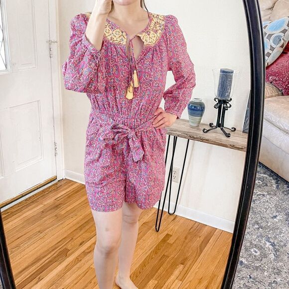 J Crew Embroidered Romper Pink Vines 6 - Picture 4 of 10